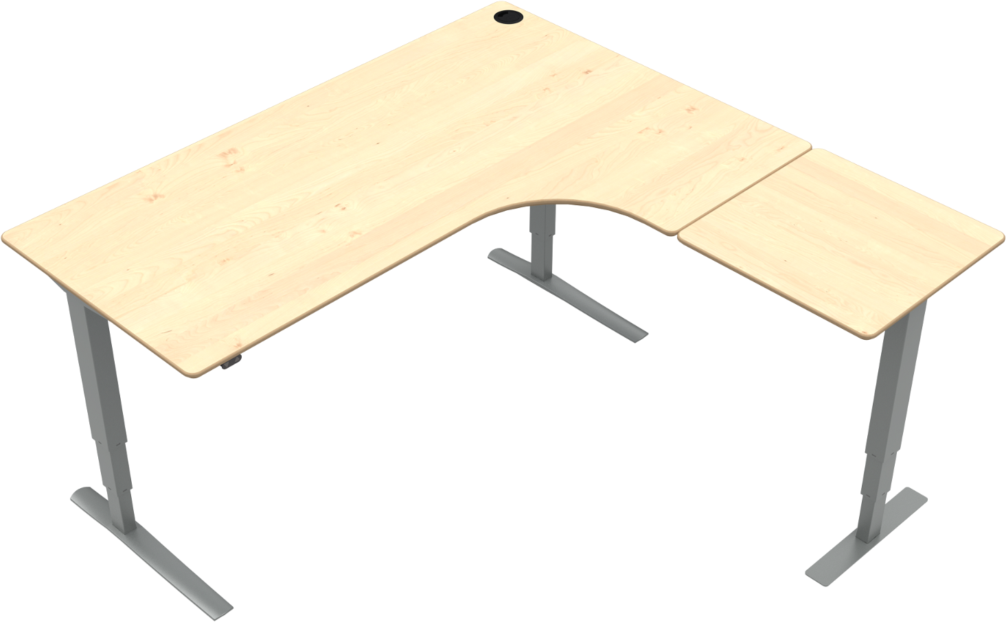Trebenet Hæve-/Sænkebord L-form - Zennord Rise Rest 180x180 cm