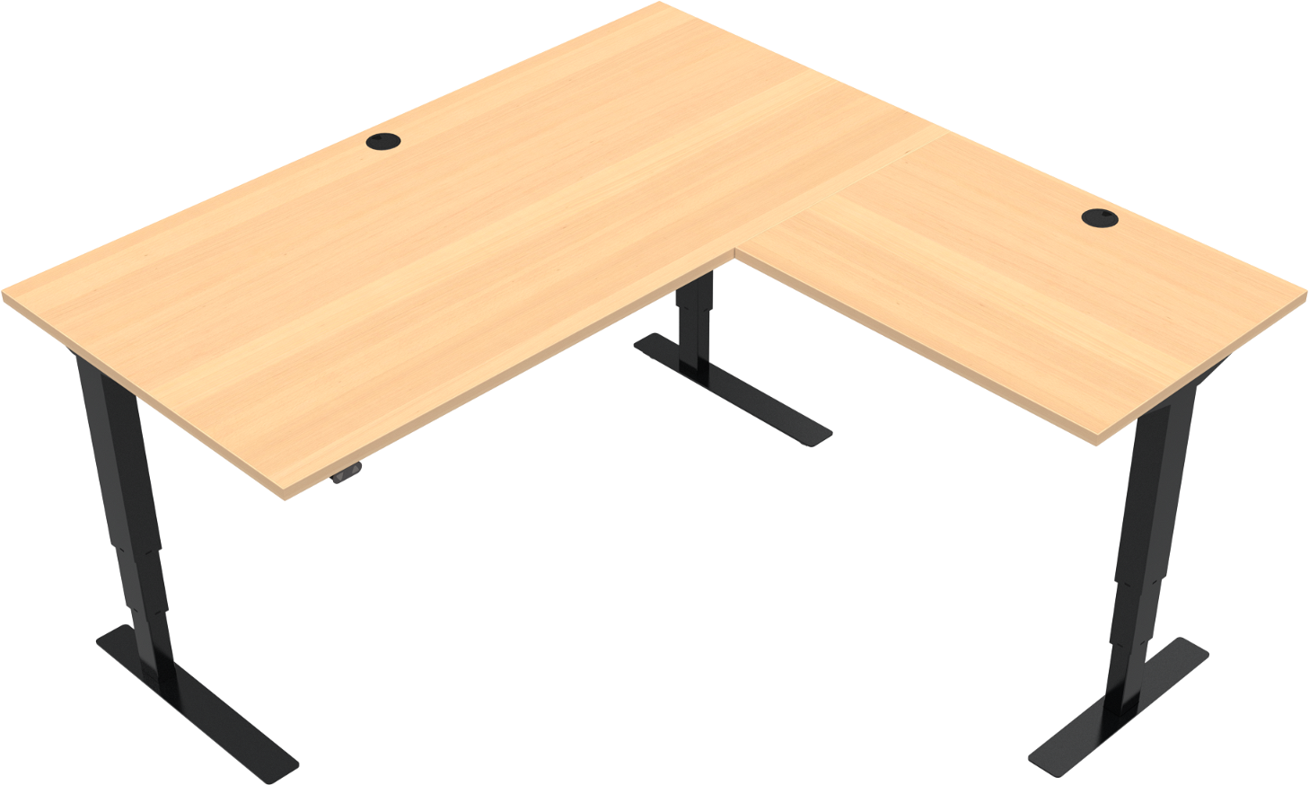 Tre-bens Hæve- Sænkebord Zennord Versastand Firkantet Skrivebord Natur Sort 57 122 Cm 160x160 Cm Model 501-37