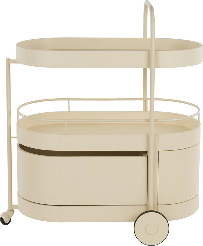 Trolley Zuiver Wim Serveringsvogn Lysgrå Stål Og Massiv Asketræ 98ã 85ã 53 Cm