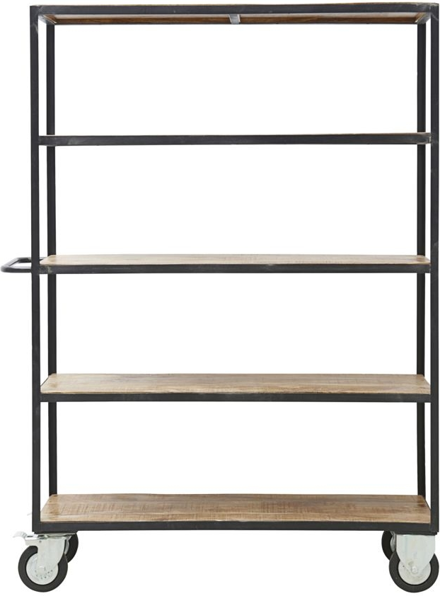 Multifunktionel Trolleyreol i Mangotræ og Jern - Black Friday!
