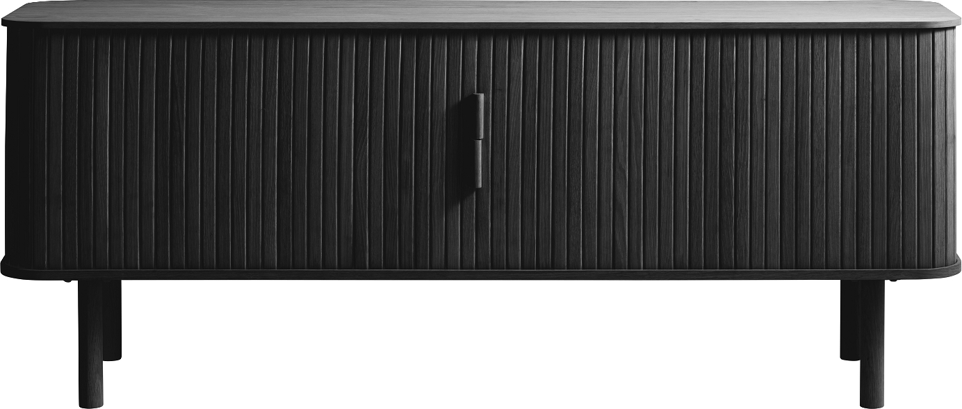 Tv-bord Nordique Design Cavo   Sort Egetræ Og Mdf 160 Cm Med Justerbare Hylder