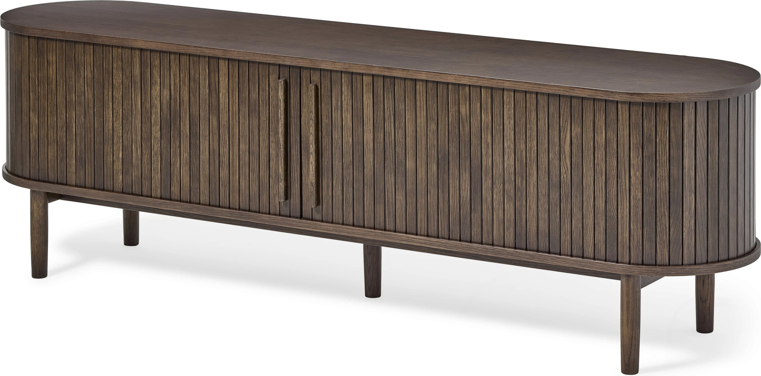 Tv-bord Nordique Design Meta   Mørk Natur Egetræ 180x40x55   Cm Med Skjult Opbevaring