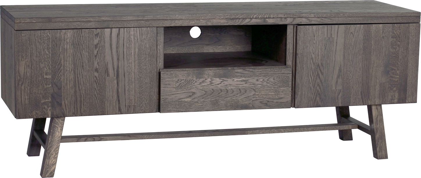Tv-bord Rowico Brooklyn   Lakeret Massivt Egetræ Mørkebrun Fsc 100   Bæredygtigt 160x45x60 Cm