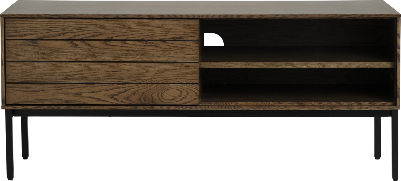 Tv-bord   Tv-bænk Nordique Design Modica  Røget Eg Sort Metal  120 Cm