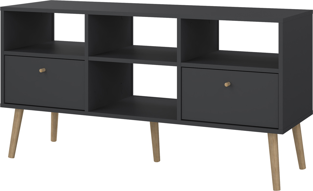 Tv-bord Vesterholm Bodo Matgrå H61xb117xd39 Cm   Skuffer   åbne Rum