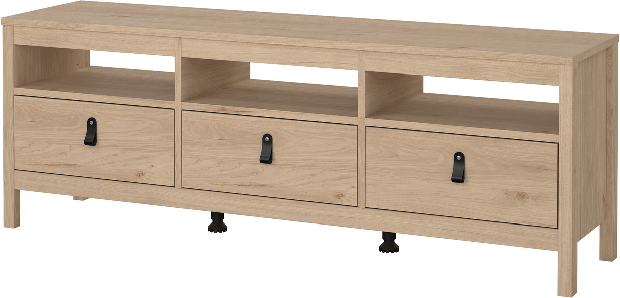 Tv-bord Vesterholm Lunor Jackson Hickory 151 Cm   Vægmonteret    åbne Hylder     Skuffer  Dansk Fsc