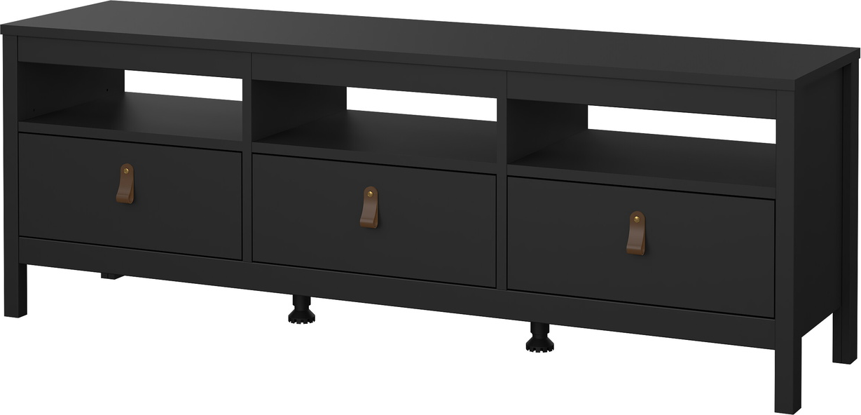 Tv-bord Vesterholm Lunor Mat Sort  Svævende Med   åbne Rum Og   Skuffer  B151xd38xh54 Cm  Fsc