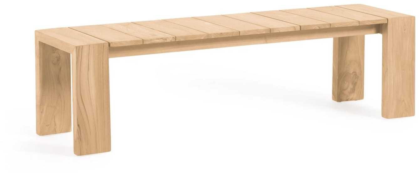Udendørs Bænk Kave Home Victoire Teaktræ Natur ældret Finish L215 D38 H45 Cm