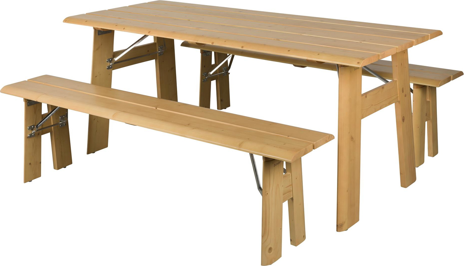 Udendørs Bænkesæt Zuiver Avenue Naturfyrretræ 180x79x75 Cm Til Personer Foldbar