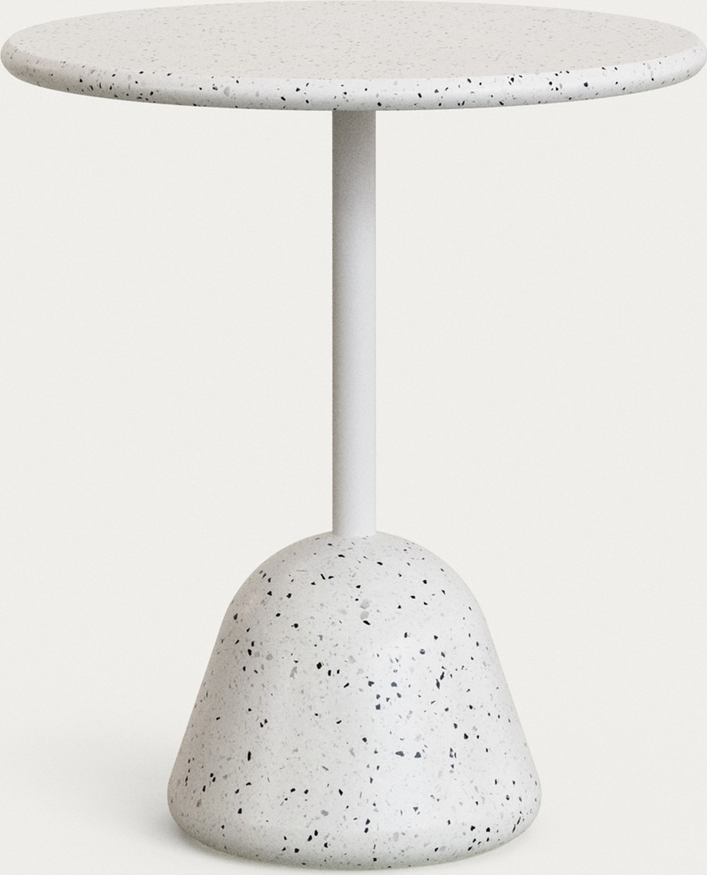 Elegant Udendørs Bord i Hvid Terrazzo Ø70 cm fra Kave Home