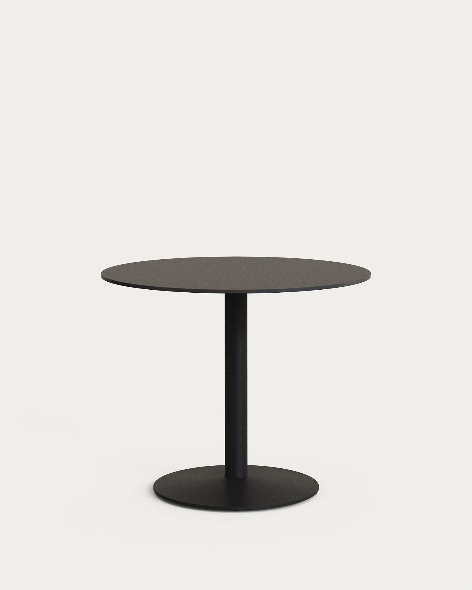 Udendørs Cafébord Kave Home Tiaret ø90 H73 Cm Sort Højtrykslaminat Stål Rundt