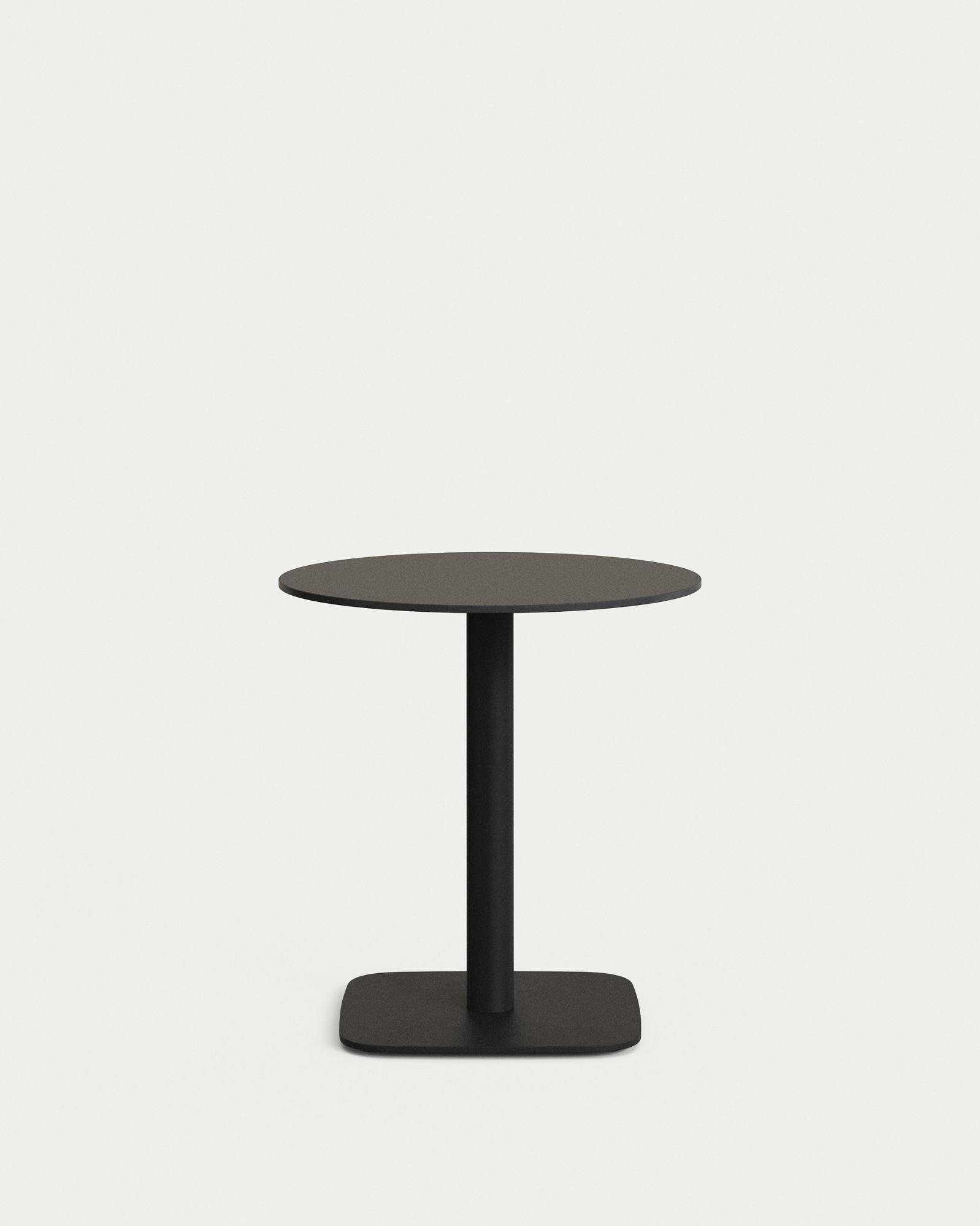 Udendørs Cafébord Kave Home Tiaret ø68 H73 Cm Sort Stål Højtrykslaminat