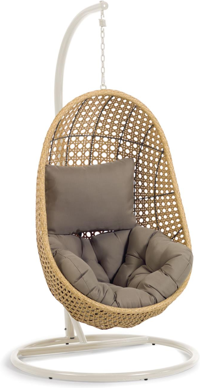 Udendørs Hængekøjestol Kave Home Cira Polyrattan Med Grå Pude Og Stålstel Inkl Stativ Vejrbestandigt Nordisk Design