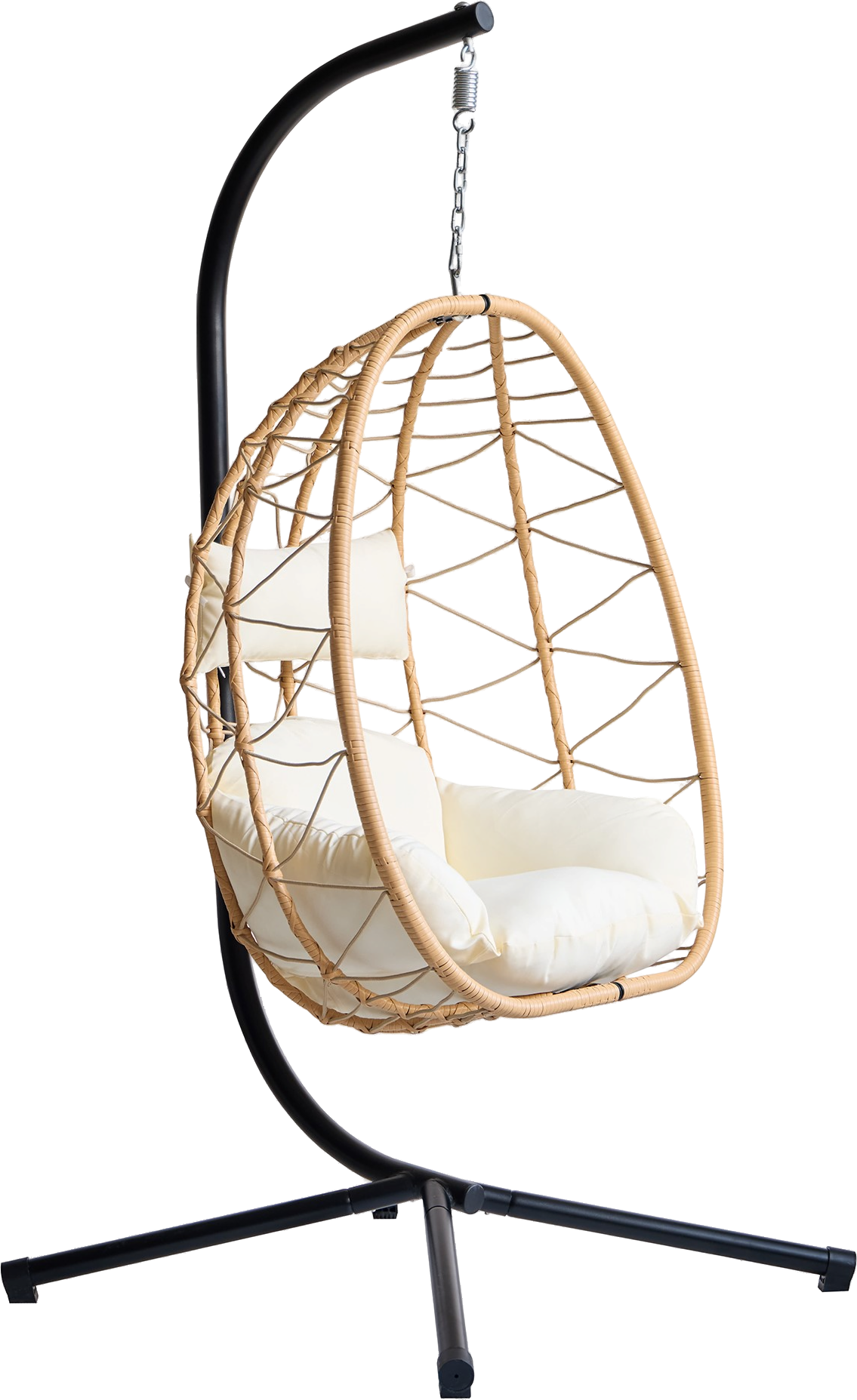 Udendørs Hængestol Nordlys Furniture Venice Håndflettet Natur Rattan Med Ergonomisk Pude Og Stålstand