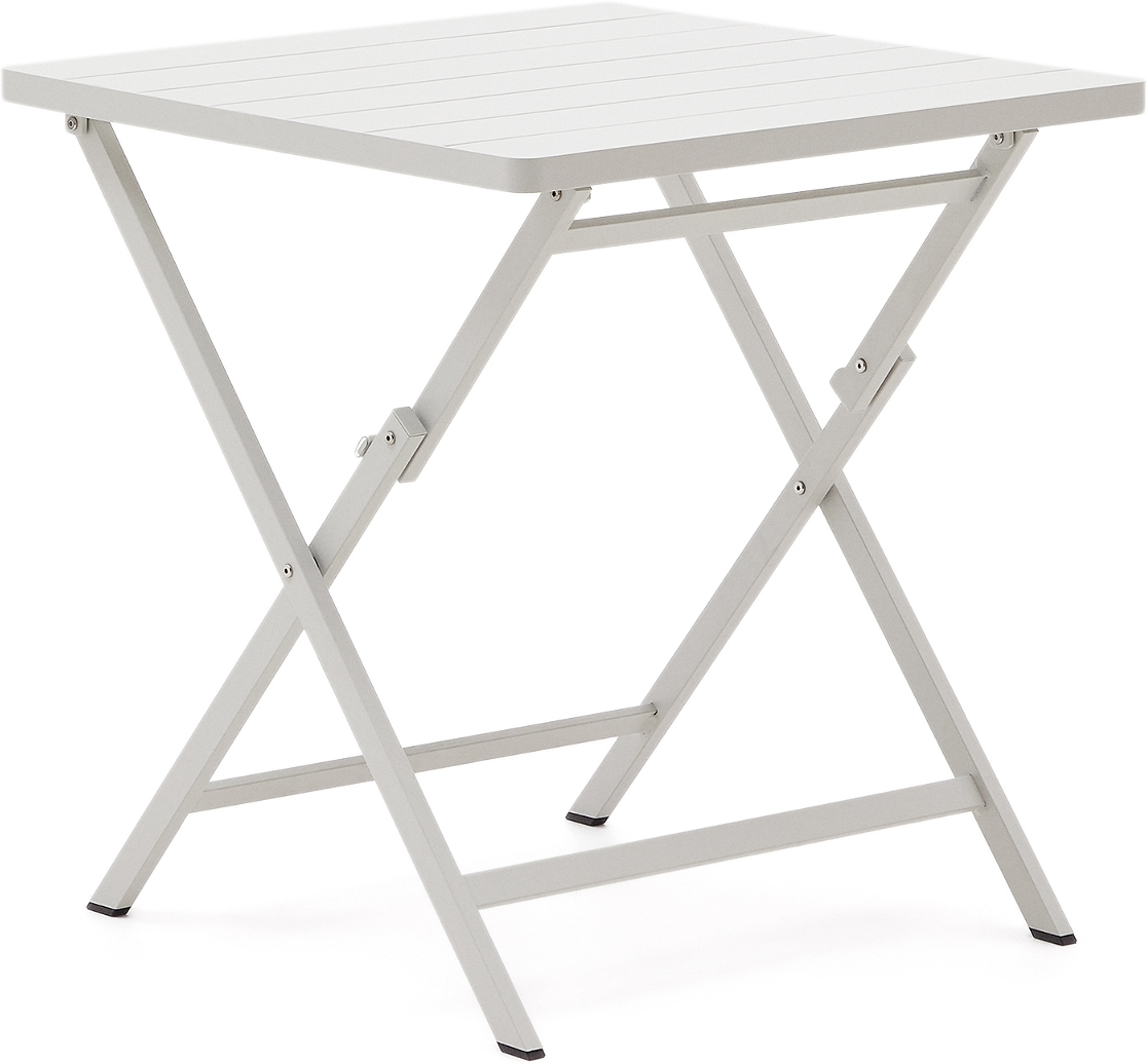 Udendørs Klapbord Kave Home Torreta Foldbart Hvid Aluminium 70x70 Cm Terrassebord Til Personer