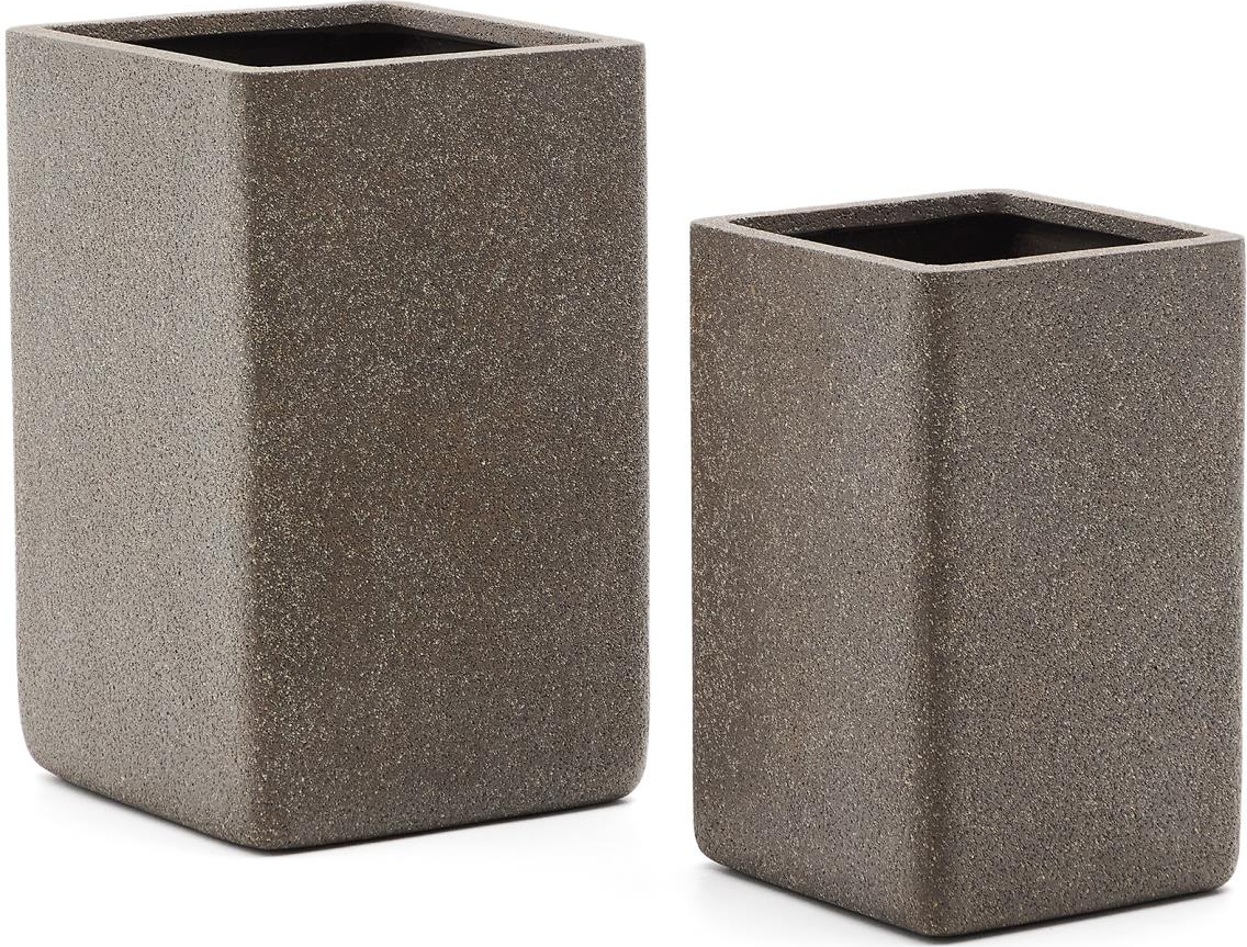 Udendørs Krukkesæt Kave Home Minoa Stk Koksgrå Sandsten H70 B44 D44 Cm