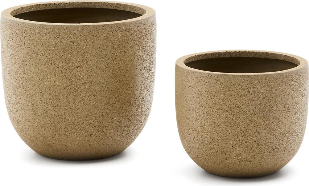 Udendørs Krukkesæt Kave Home Selvi Krukker Potter ø44 H41 Cm Lysebrun Polystone Stk