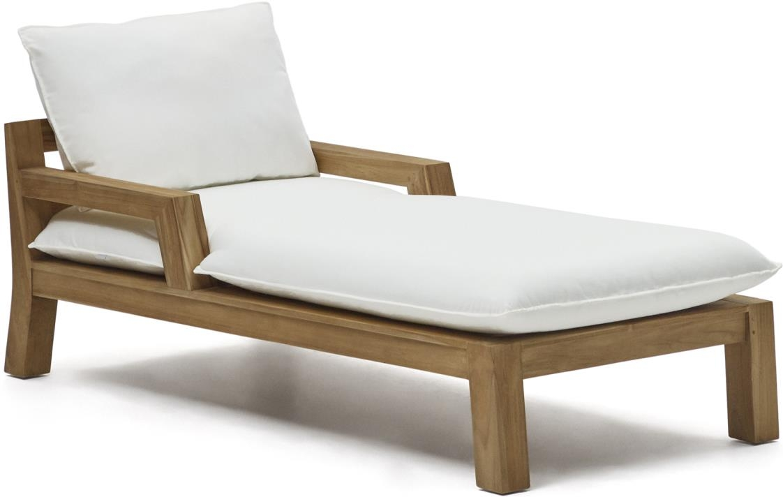 Udendørs Liggestol Solseng Kave Home Forcanera Massivt Teak Hvid Brun 170x84x60 Cm Med Pude