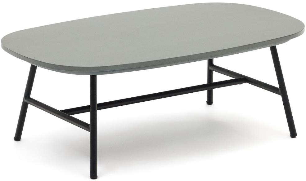 Udendørs Lounge- Og Sofabord Kave Home Bramant  Sort Stål Og Cementfiber  100x60 Cm