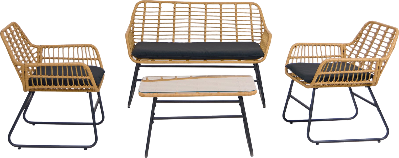 Udendørs Loungesæt Nordlys Furniture Danang  -personers Sort Rattan   Metalstel