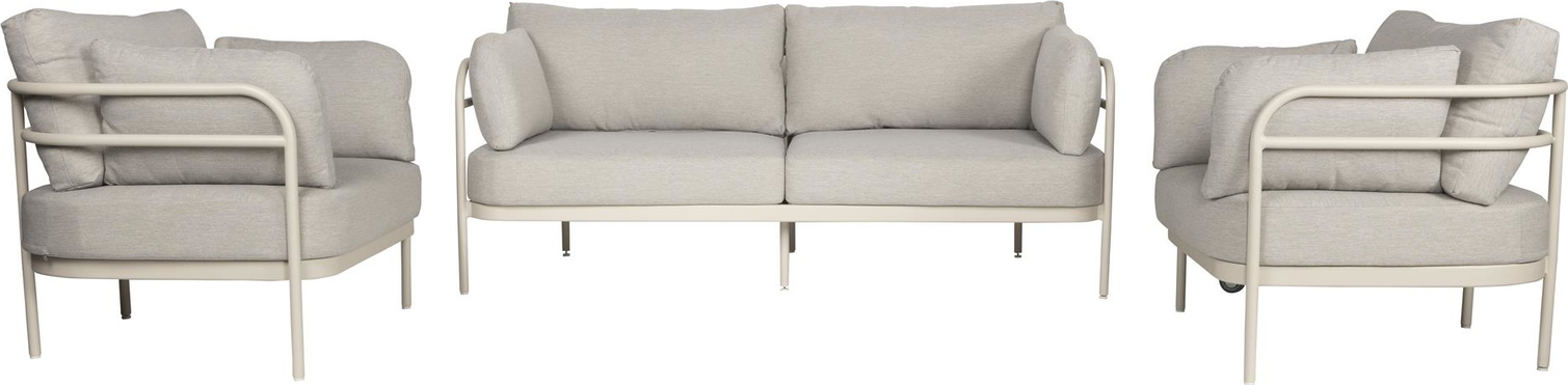 Udendørs Loungesæt Og Sofasæt Zuiver Vista  -personers   Lysgrå Olefinfiber Med Aluminiumstel Og Beige Polyurethanhynder