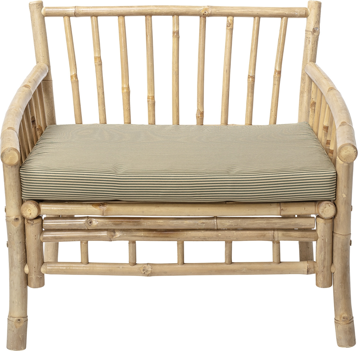 Udendørs Loungestol Havestol Bloomingville Sole Bambus Med Sandfarvet Polyesterpude H75 B77 L80 Cm