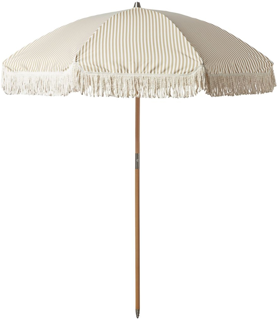 Udendørs Parasol House Doctor Umbra ø200 Cm Sand Hvid Polyester-bøgetræ Med Frynser