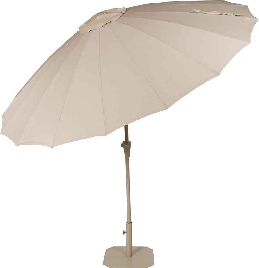 Udendørs Parasol Med Sidearm Zuiver Brown ø250 Cm Lysgrå Polyester Inkl  Base