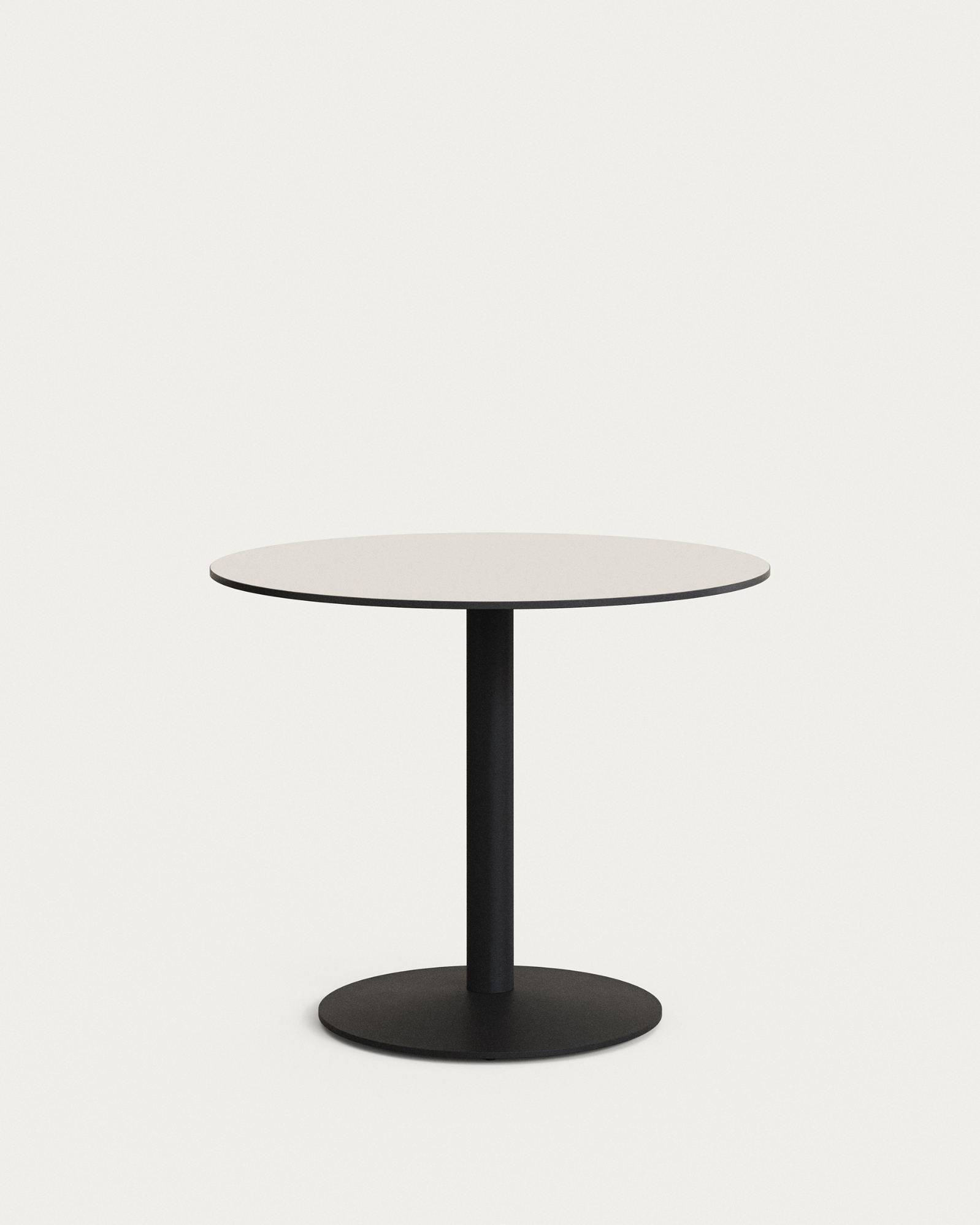 Udendørs Rundt Cafébord Kave Home Tiaret   Hvid Højtrykslaminat   Stål ø90   H73 Cm
