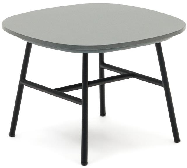 Udendørs Sidebord Kave Home Bramant   Sort Med Robust Stålbase Og Cementfiber Bordplade