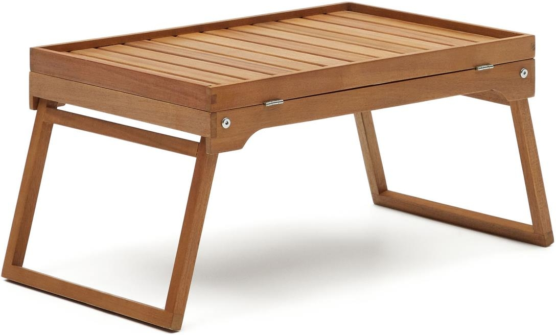 Udendørs Sidebord Kave Home Mani Foldbart Massiv Akacietræ Natur 65x34x29 Cm