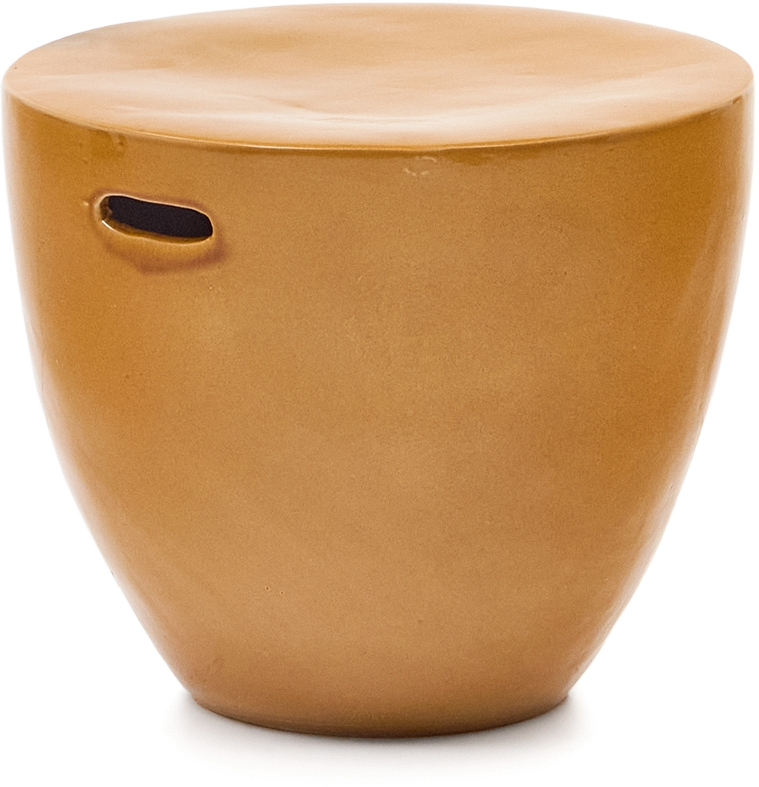 Udendørs Sidebord Kave Home Mesquida Sennepsfarvet Fibercement H38 B46 L46 Cm