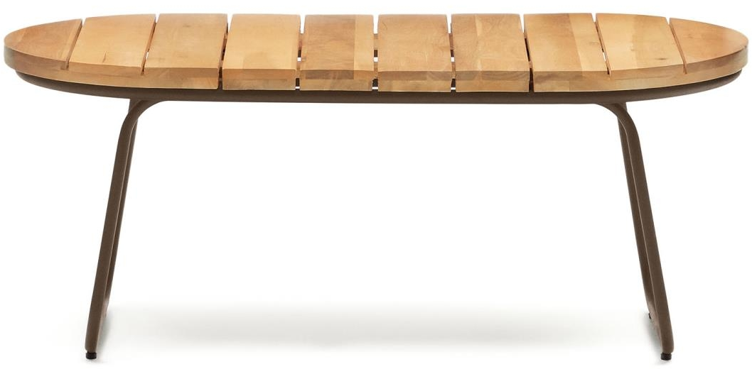 Udendørs Sidebord Kave Home Salguer Galvaniseret Stål Og Fsc-certificeret Akacietræ 100x50x42 Cm
