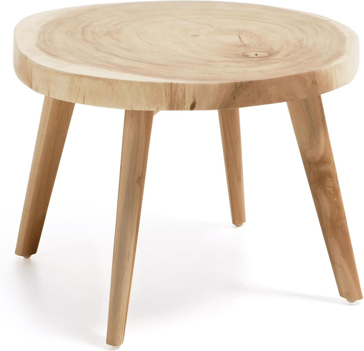 Udendørs Sidebord Kave Home Wellcres Massivt Mungurtræ ø65 H41 Cm Natur