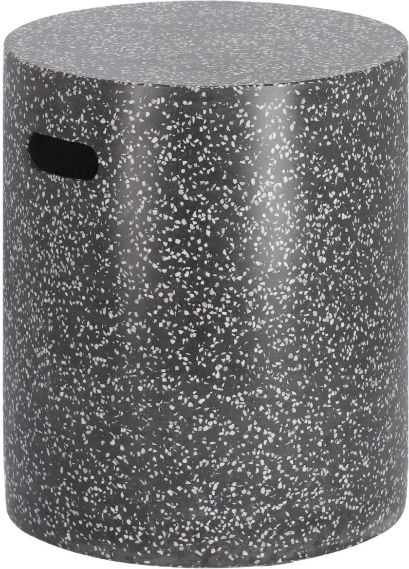 Udendørs Sidebord Skammel Kave Home Jenell Sort Cement H46 B35 D35 Cm