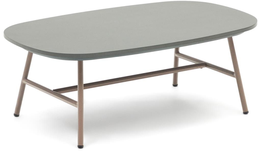 Udendørs Sofabord Kave Home Bramant Med Cementfiberbordplade Og Buet Stålbase Lilla L100ã B60ã H35 Cm