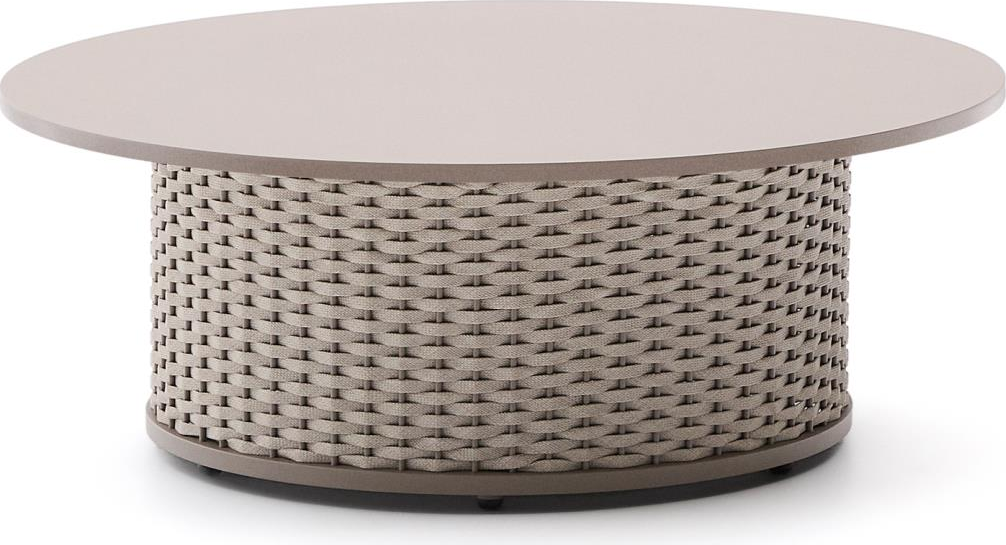 Elegant Rundt Udendørs Sofabord i Gråbrun Aluminium