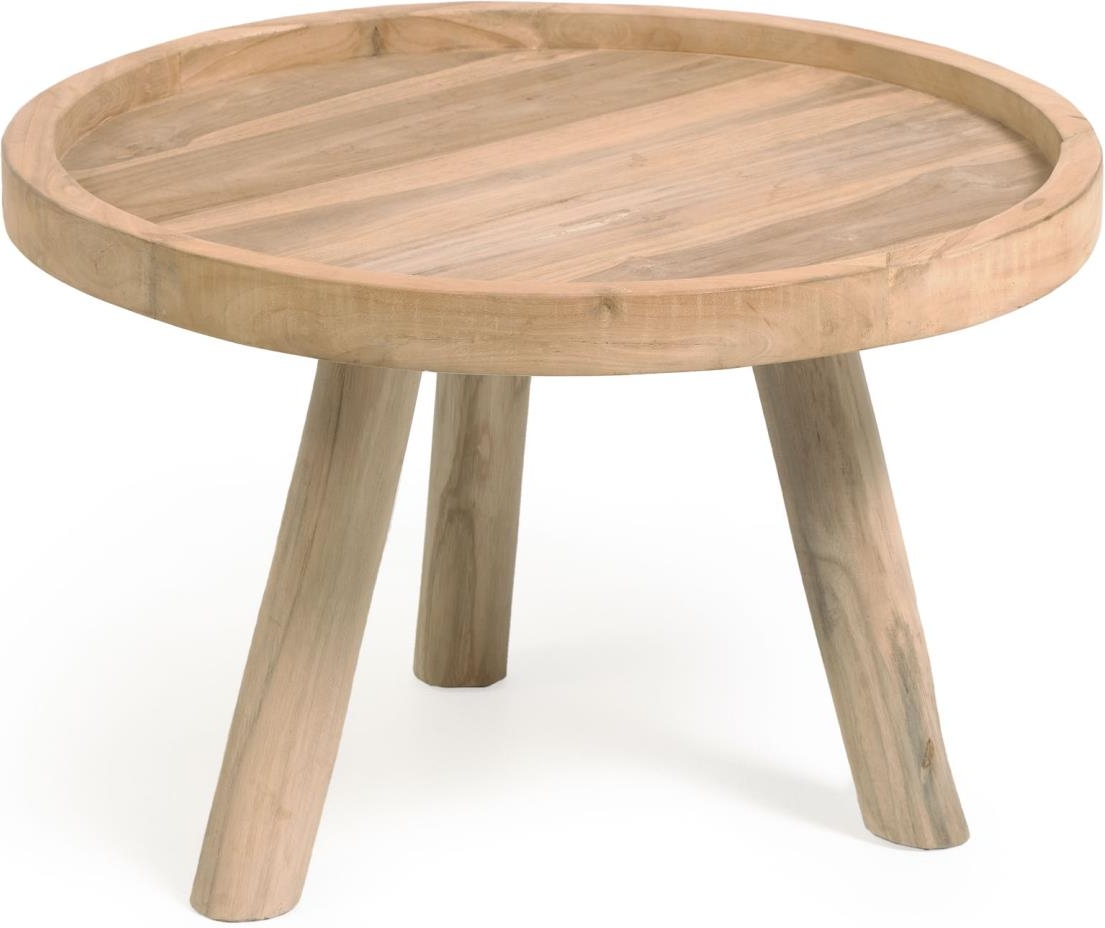 Udendørs Sofabord Sidebord Kave Home Glenda Massivt Teak Natur Rustikt Design ø55ã 36 Cm
