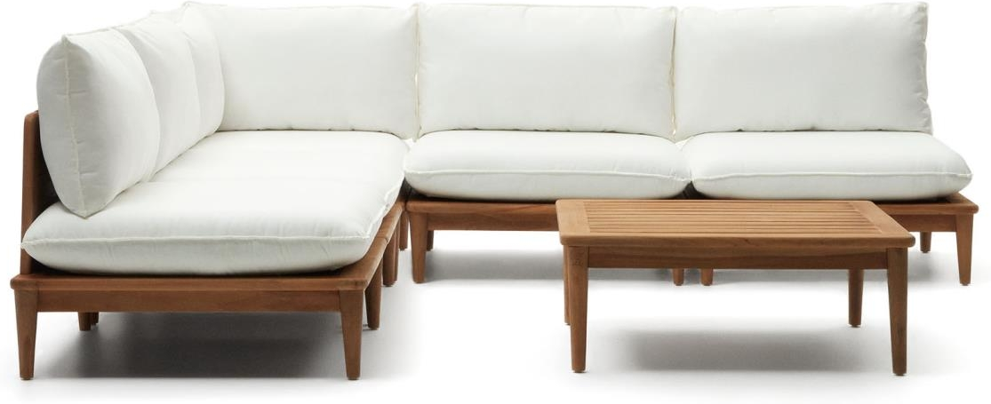 Udendørs Sofasæt Kave Home Portitxol Teak Modulært Loungesæt   Dele Natur Hxbxl 65x270x270 Cm