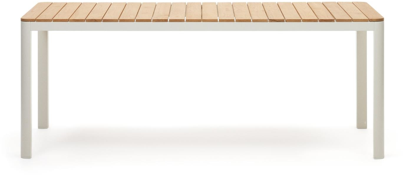 Udendørs Spisebord Kave Home Bona Serie 200ã 100 Cm Aluminium Og Teak Hvid Natur