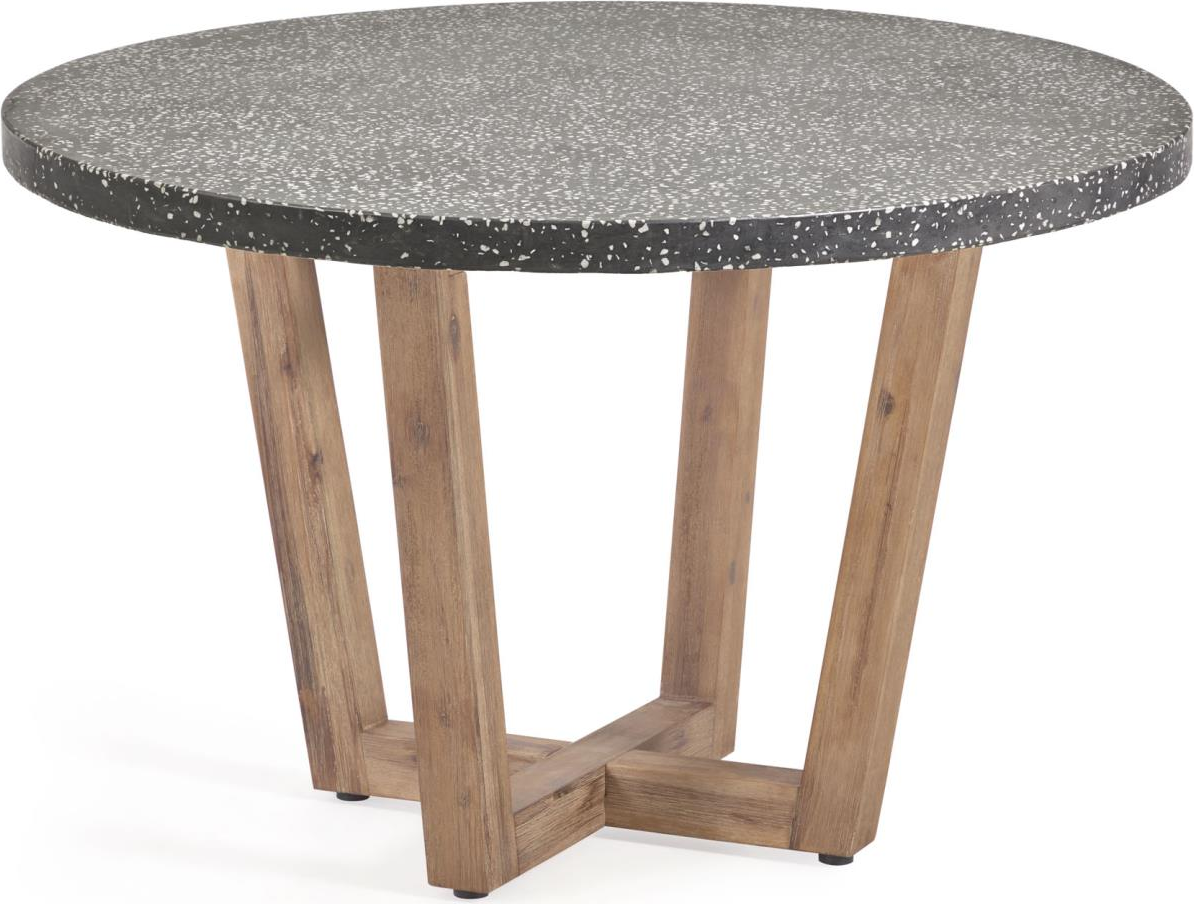 Rundt Udendørs Spisebord i Terrazzo og Akacietræ, Ø120 cm