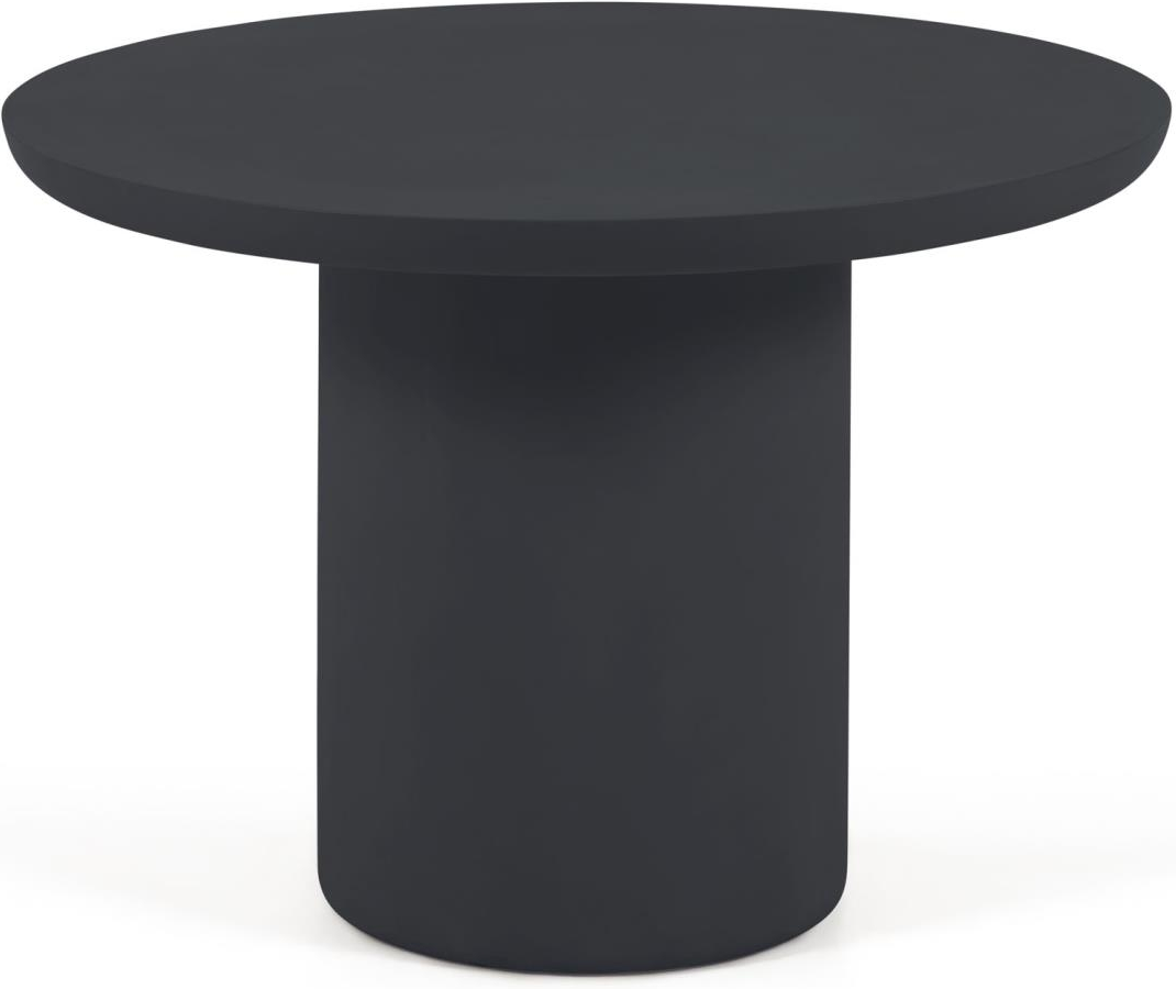 Udendørs Spisebord Kave Home Taimi Rund ø110 Cm Sort Cementfinish Vejrresistent