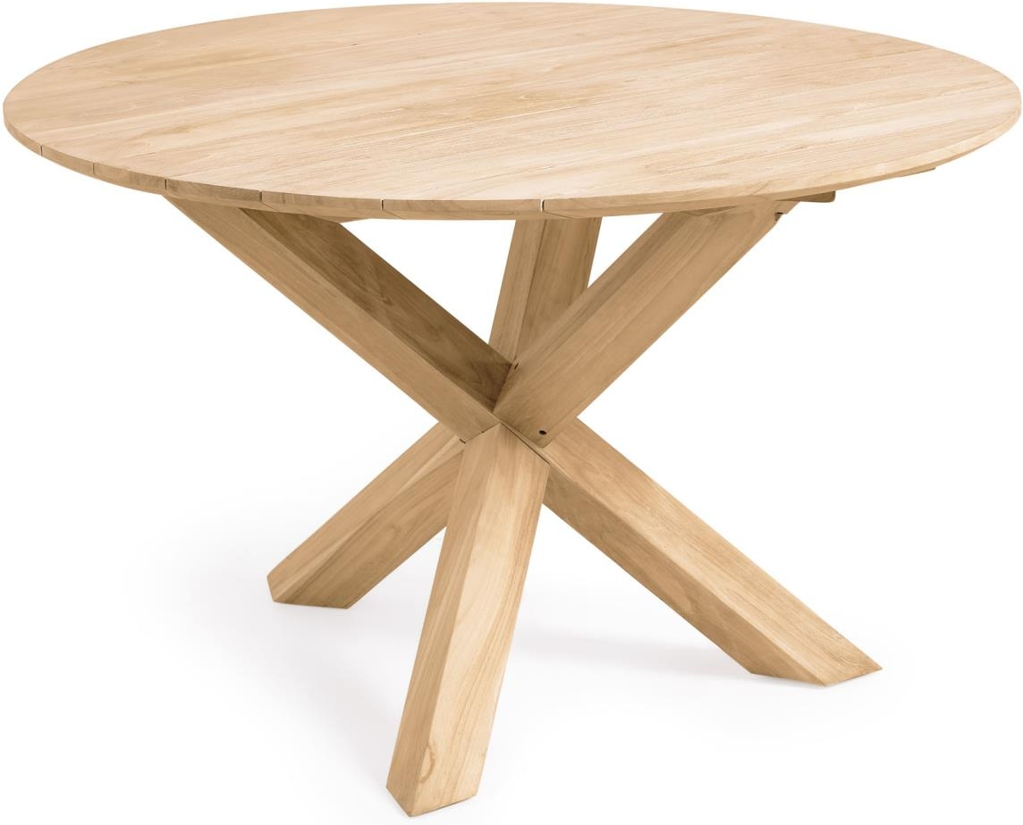 Udendørs Spisebord Kave Home Teresinha Rund Massivt Teak ø120 H76 Cm Rustik Kolonial