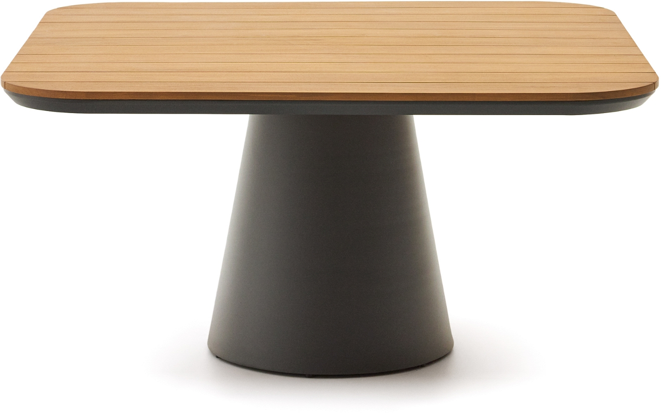 Udendørs Spisebord Kave Home Tudons Grafit Aluminium Teak 148x148 Cm   Personer