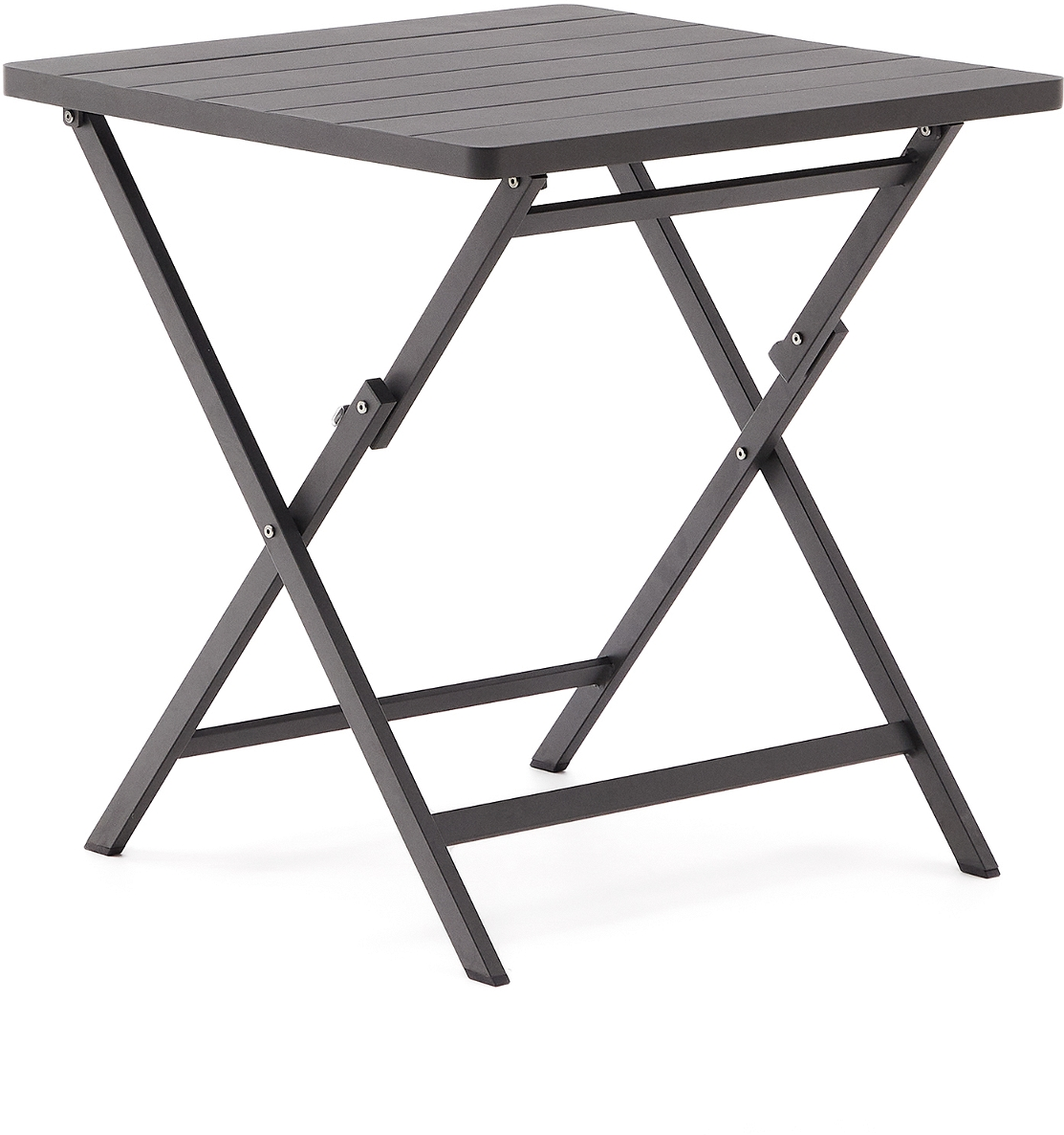 Udendørs Spisebord Klapbord Kave Home Torreta Aluminium Grafit Foldbart 70x70 Cm Til   Personer