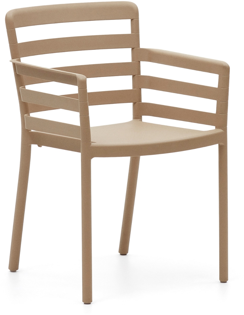 Udendørs Spisebordsstol Havestol Med Armlæn Kave Home Nariet   Beige Polypropylen Stabelbar Nordisk Design