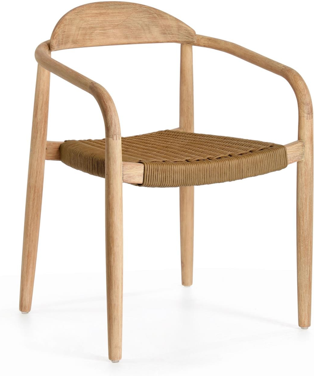 Udendørs Spisebordsstol Kave Home Nina Havestol   Massivt Eukalyptustræ Med  -lags Pu-beskyttelse Og Uv-stabil Polyester  Brun Natur
