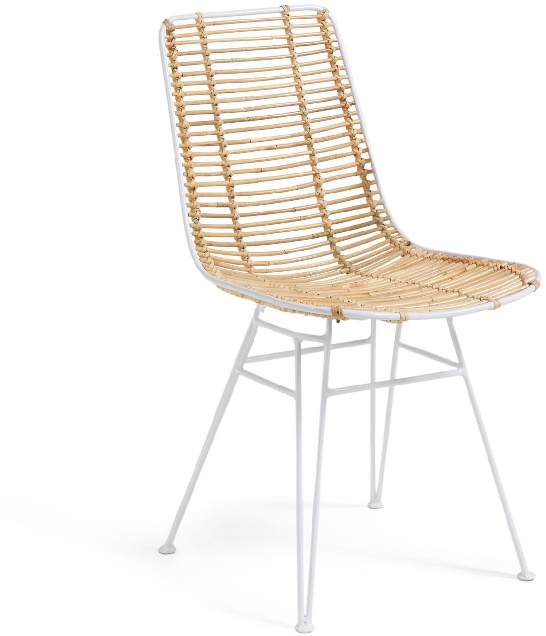 Udendørs Spisebordsstol Kave Home Tishana Syntetisk Rattan Og Hvidlakeret Stål Natur Hvid H79xb45xd58 Cm