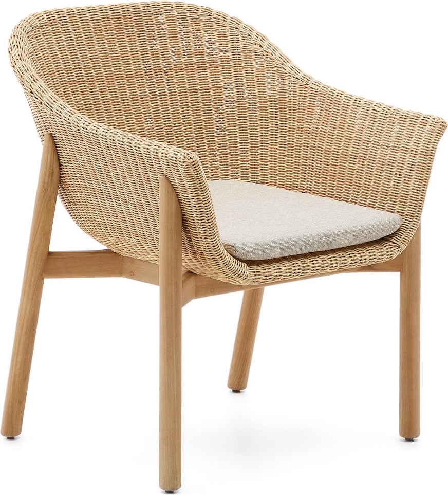 Udendørs Spisebordsstol Galea med Armlæn - Beige Teak