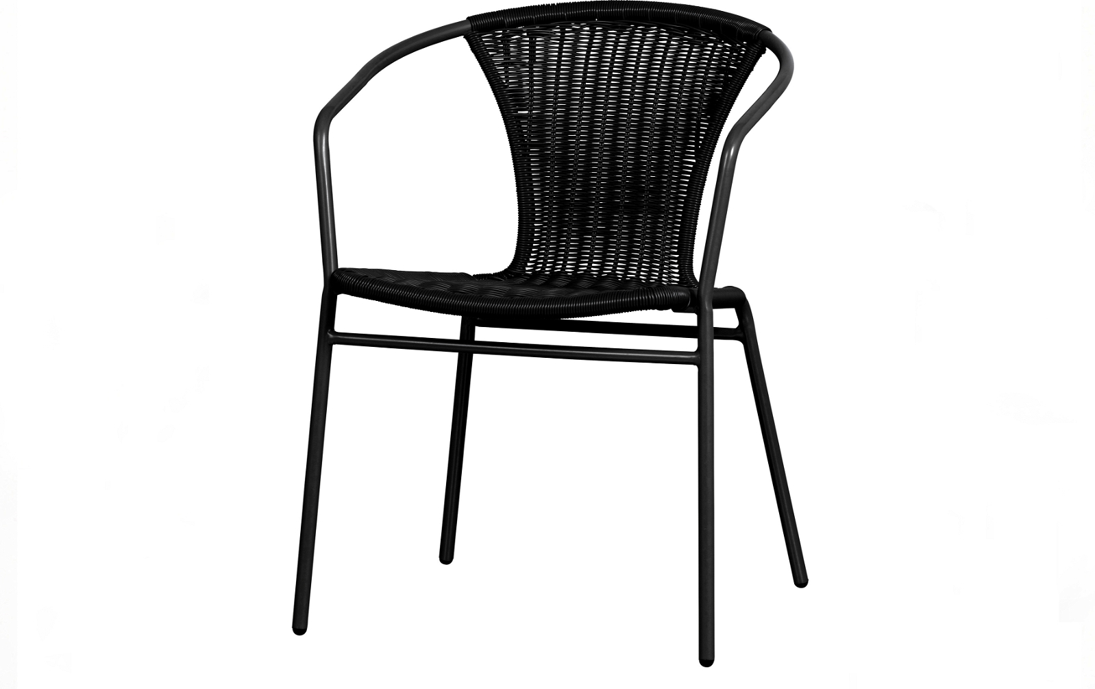Stabelbar Udendørs Spisebordsstol i Sort Metal og Rattan